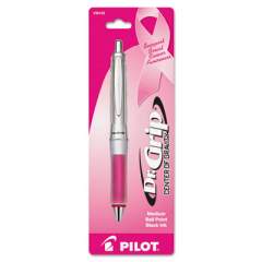 Pilot Dr. Grip Center of Gravity Breast Cancer Awareness Ballpoint Pen, Retractable, Medium 1mm, Black Ink, Silver/Pink Barrel (36192)