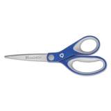 Westcott KleenEarth Soft Handle Scissors, 8" Long, 3.25" Cut Length, Blue/Gray Straight Handle (15554)