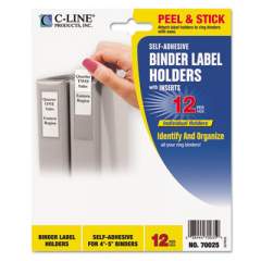 C-Line Self-Adhesive Ring Binder Label Holders, Top Load, 2 1/4 x 3 5/8, Clear, 12/Pack (70025)