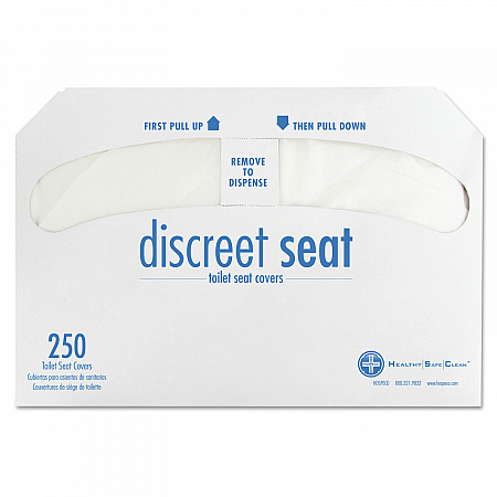 Discreet Seat Half-Fold Toilet Seat Covers, 14.25 x 16.5, White, 250/Pack, 20 Packs/Carton (DS5000CT)