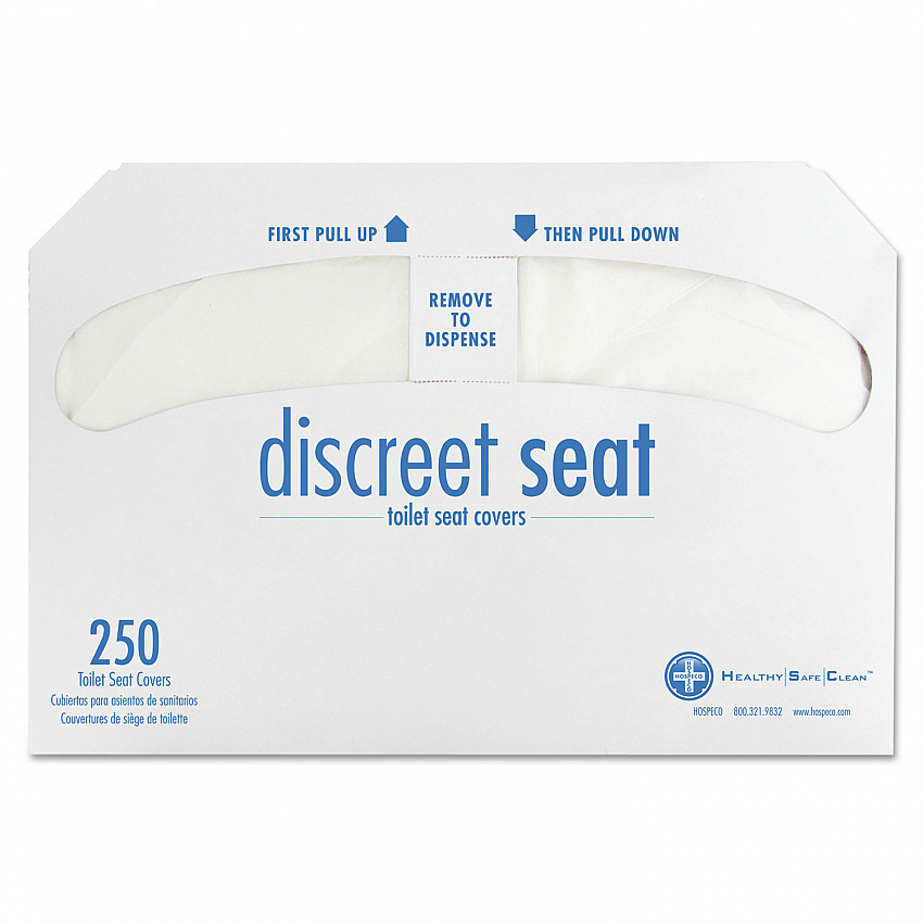 Discreet Seat Half-Fold Toilet Seat Covers, 14.25 x 16.5, White, 250/Pack, 20 Packs/Carton (DS5000CT)