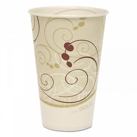 Symphony Treated-Paper Cold Cups, ProPLanet Seal, 12 oz, White/Beige/Red, 100/Bag, 20 Bags/Carton (R12NSYM)