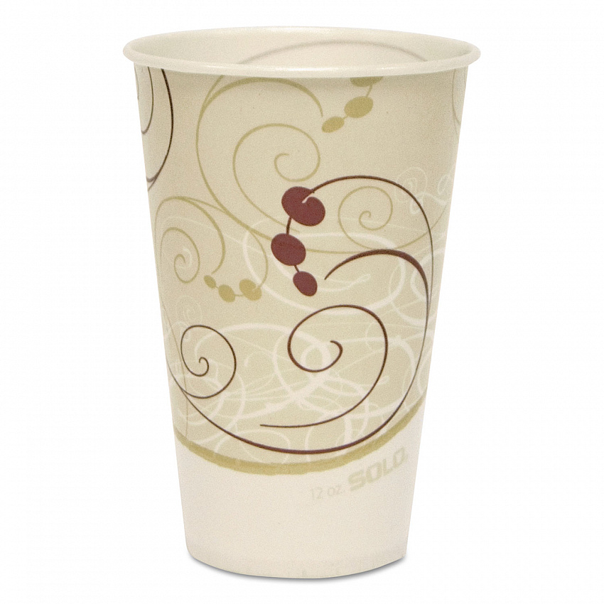 Symphony Treated-Paper Cold Cups, ProPLanet Seal, 12 oz, White/Beige/Red, 100/Bag, 20 Bags/Carton (R12NSYM)
