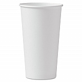 Single-Sided Poly Paper Hot Cups, 20 oz, White, 600/Carton (420W)