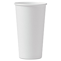 Single-Sided Poly Paper Hot Cups, 20 oz, White, 600/Carton (420W)