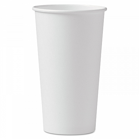 Single-Sided Poly Paper Hot Cups, 20 oz, White, 600/Carton (420W)
