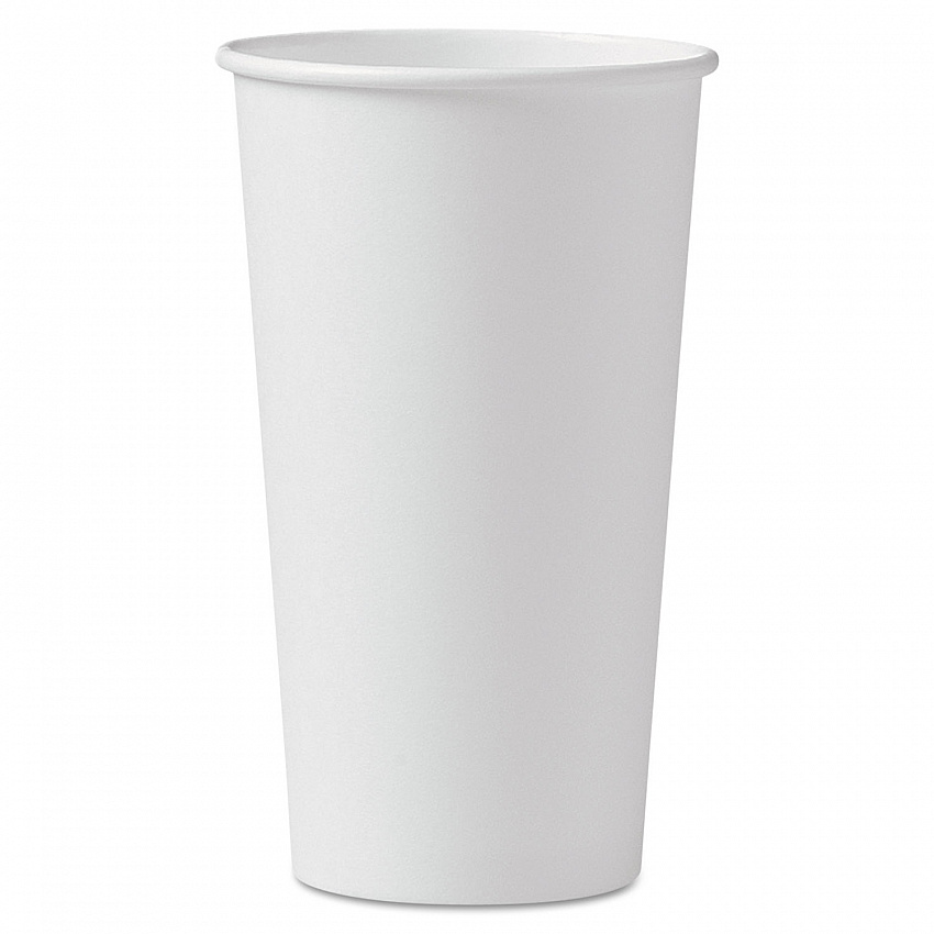 Single-Sided Poly Paper Hot Cups, 20 oz, White, 600/Carton (420W)