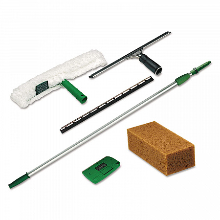 Pro Window Cleaning Kit with 8 ft Pole, Scrubber, Squeegee, Scraper, Sponge (PWK00)