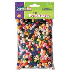 Creativity Street Pony Beads, Plastic, 6 mm x 9 mm, Assorted Primary Colors, 1,000/Set (3552)