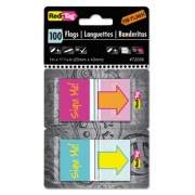 Redi-Tag Pop-Up Fab Page Flags w/Dispenser, "Sign Me!", Red/Orange, Teal/Yellow, 100/Pack (72038)