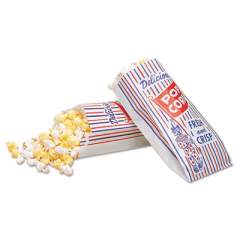 Bagcraft Pinch-Bottom Paper Popcorn Bag, 4 x 1.5 x 8, Blue/Red/White, 1,000/Carton (300471)