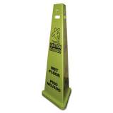 Impact TriVu 3-Sided Wet Floor Safety Sign, Yellow/Green, 14.75 x 4.75 x 40, Plastic, 3/Carton (9140)