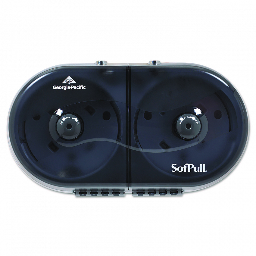 SofPull Mini Center-Pull Twin-Roll Bath Tissue Dispenser, 16.38 x 7.2 x 9.3, Smoke (56516)