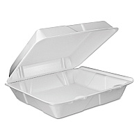 Foam Hinged Lid Container, Vented Lid, 9 x 9.4 x 3, White, 100/Pack, 2 Packs/Carton (90HTPF1VR)