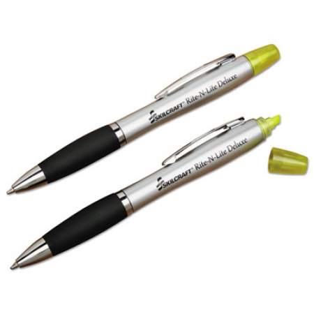 AbilityOne 7520016206416 SKILCRAFT Rite-N-Lite Deluxe, Fluorescent Yellow/Black Ink, Chisel/Conical Tips, Silver/Black Barrel, Dozen
