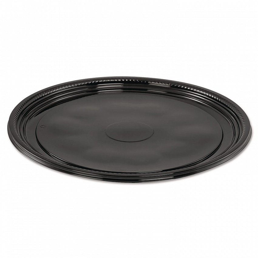 Caterline Casuals Thermoformed Platters, 12" Diameter, Black. Plastic, 25/Carton (A512PBL)