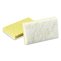 Light-Duty Scrubbing Sponge, #63, 3.6 x 6.1, 0.7" Thick, Yellow/White, 20/Carton (08251)