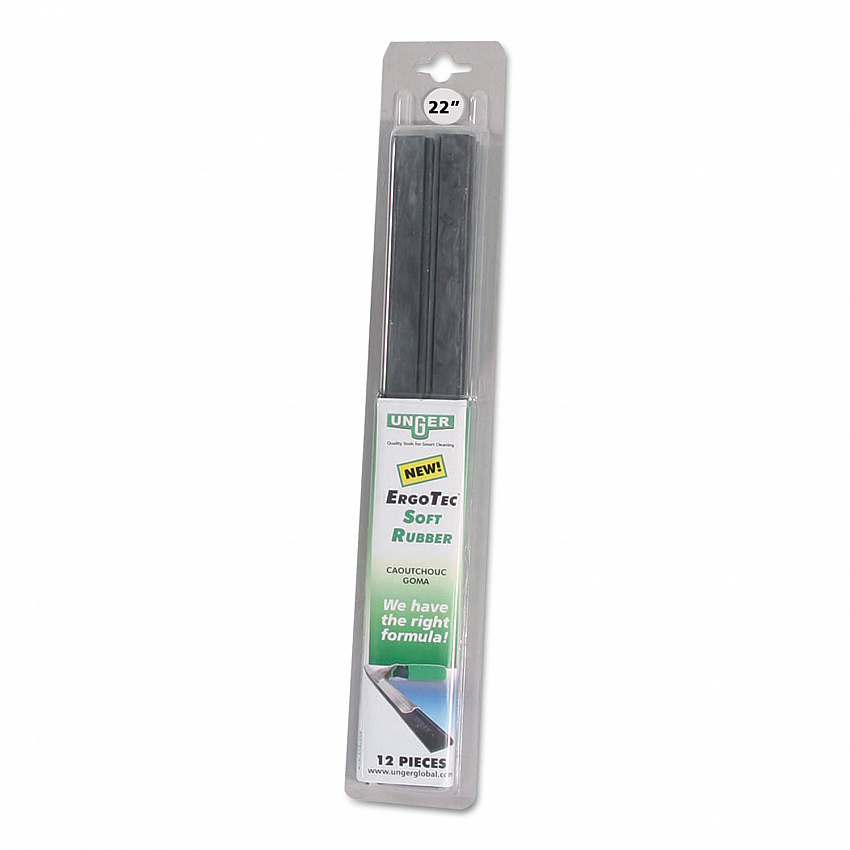 ErgoTec Replacement Squeegee Blades, 16" Wide Blade, Black Rubber, Soft, 12/Pack (RT40)