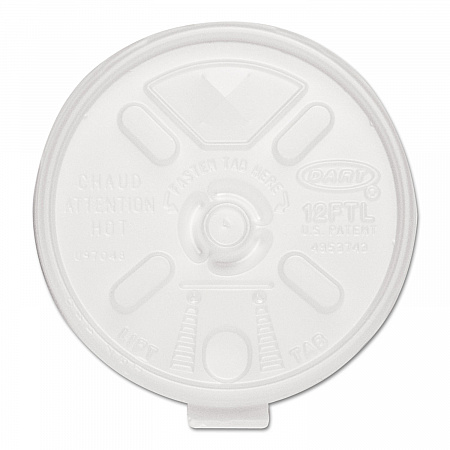 Lift n' Lock Plastic Hot Cup Lids, With Straw Slot, Fits 10 oz to 14 oz Hot Cups, Translucent, 100/Sleeve, 10 Sleeves/Carton (12FTLS)