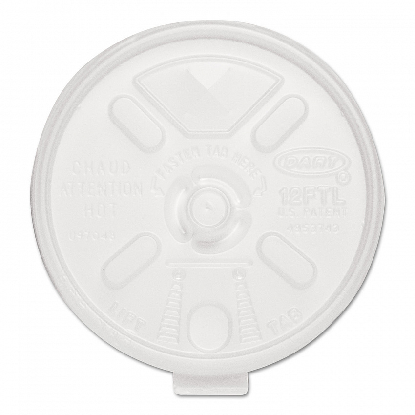 Lift n' Lock Plastic Hot Cup Lids, With Straw Slot, Fits 10 oz to 14 oz Hot Cups, Translucent, 100/Sleeve, 10 Sleeves/Carton (12FTLS)