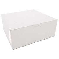White One-Piece Non-Window Bakery Boxes, 10 x 10 x 4, White, Paper, 100/Carton (0973)