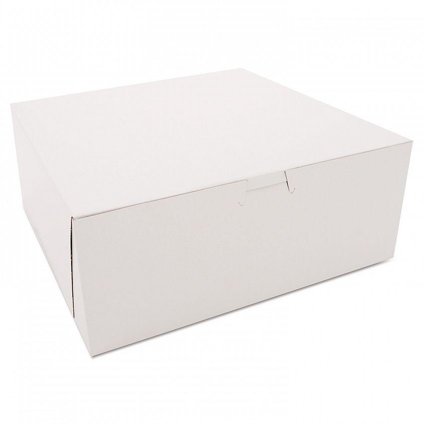 White One-Piece Non-Window Bakery Boxes, 10 x 10 x 4, White, Paper, 100/Carton (0973)