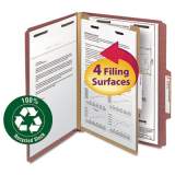 Smead 100% Recycled Pressboard Classification Folders, 1 Divider, Letter Size, Red, 10/Box (13724)