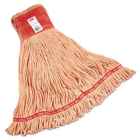 Rubbermaid Commercial Web Foot Wet Mop, Large, Orange w/Red Headband, Cotton/Synthetic Blend, 6/Carton (A153ORA)