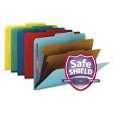 Smead Six-Section Pressboard Top Tab Classification Folders with SafeSHIELD Fasteners, 2 Dividers, Letter Size, Assorted, 10/Box (14025)
