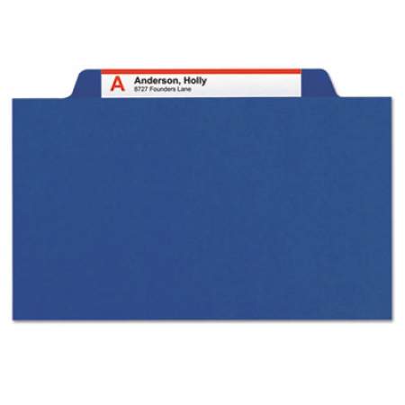 Smead Six-Section Pressboard Top Tab Classification Folders with SafeSHIELD Fasteners, 2 Dividers, Letter Size, Dark Blue, 10/Box (14032)