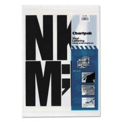 Chartpak Press-On Vinyl Uppercase Letters, Self Adhesive, Black, 6"h, 38/Pack (01184)