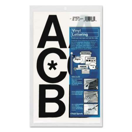 Chartpak Press-On Vinyl Uppercase Letters, Self Adhesive, Black, 3"h, 50/Pack (01070)