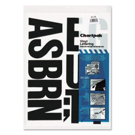 Chartpak Press-On Vinyl Uppercase Letters, Self Adhesive, Black, 4"h, 58/Pack (01175)