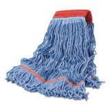 Boardwalk Cotton Mop Heads, Cotton/Synthetic, Large, Looped End, Wideband, Blue, 12/CT (LM30311L)