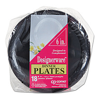 Designerware Plastic Plates, 6" dia, Black, 10/Pack, 18 Packs/Carton (DWP6180BK)
