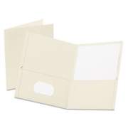 Oxford Twin-Pocket Folder, Embossed Leather Grain Paper, 0.5" Capacity, 11 x 8.5, White, 25/Box (57504)