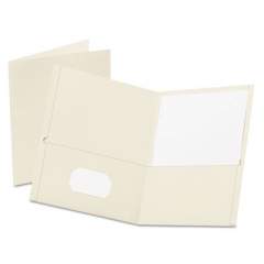 Oxford Twin-Pocket Folder, Embossed Leather Grain Paper, 0.5" Capacity, 11 x 8.5, White, 25/Box (57504)