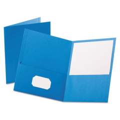 Oxford Twin-Pocket Folder, Embossed Leather Grain Paper, 0.5" Capacity, 11 x 8.5, Light Blue, 25/Box (57501)