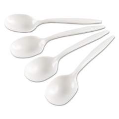 GEN Medium-Weight Cutlery, 6.25" Soup Spoon, White, Plastic, Wrapped, 1,000/Carton (MWSSIW)