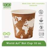 Eco-Products World Art Renewable and Compostable Hot Cups, 10 oz, 50/Pack, 20 Packs/Carton (EPBHC10WA)