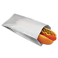 Foil Single-Serve Bags, Unlabeled Hot Dog, 3.5" x 1.5" x 8.5", Silver, 1,000/Carton (300456)