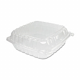ClearSeal Hinged-Lid Plastic Containers, 9.3 x 8.8 x 3, Clear, Plastic, 100/Bag, 2 Bags/Carton (C95PST1)