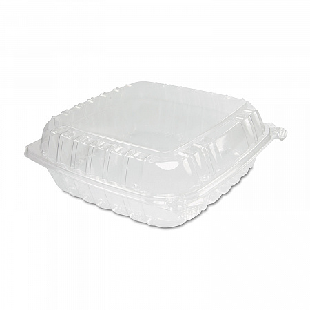 ClearSeal Hinged-Lid Plastic Containers, 9.3 x 8.8 x 3, Clear, Plastic, 100/Bag, 2 Bags/Carton (C95PST1)