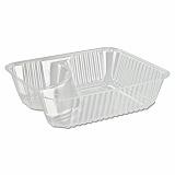 ClearPac Small Nacho Tray, 2 Compartments, 5 x 6 x 1.5, Clear, Plastic, 125/Bag, 4 Bags/Carton (C56NT2)