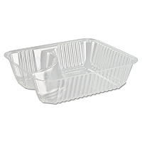ClearPac Small Nacho Tray, 2 Compartments, 5 x 6 x 1.5, Clear, Plastic, 125/Bag, 4 Bags/Carton (C56NT2)