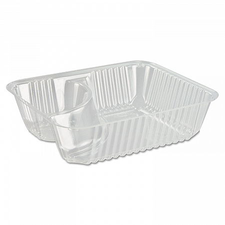 ClearPac Small Nacho Tray, 2 Compartments, 5 x 6 x 1.5, Clear, Plastic, 125/Bag, 4 Bags/Carton (C56NT2)