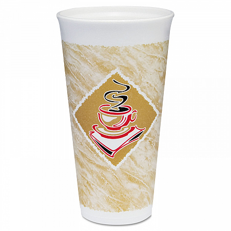 Cafe G Foam Hot/Cold Cups, 20 oz, Brown/Red/White, 500/Carton (20X16G)