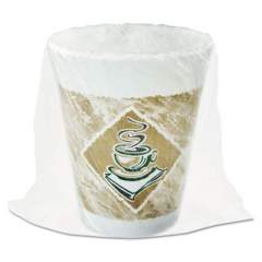 Dart Caf G Foam Hot/Cold Cups, 8 oz, Brown/Green/White, Individually Wrapped, 45/Sleeve, 20 Sleeves/Carton (8X8GWRAP)
