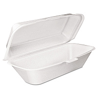 Foam Hinged Lid Container, Hoagie Container with Removable Lid, 5.3 x 9.8 x 3.3, White, 125/Bag, 4 Bags/Carton (99HT1R)