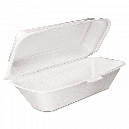 Foam Hinged Lid Container, Hoagie Container with Removable Lid, 5.3 x 9.8 x 3.3, White, 125/Bag, 4 Bags/Carton (99HT1R)
